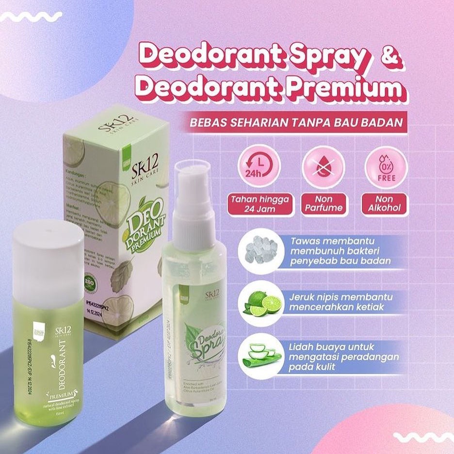 SR12 Deodorant Spray SR 12 Deo Spray Penghilang Bau Badan Ketiak Kaki Helm Deodoran Tawas Non Alkohol Tanpa Noda Baju 60ml