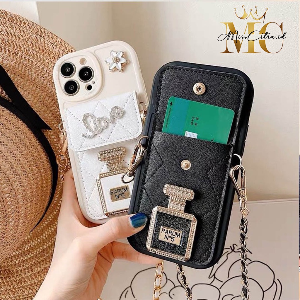 GC06 Case Softcase  Silikon Sling Bag Tali Rantai White Untuk Oppo A1K A3S A5 A5s A7 A9 A11K A12 A15