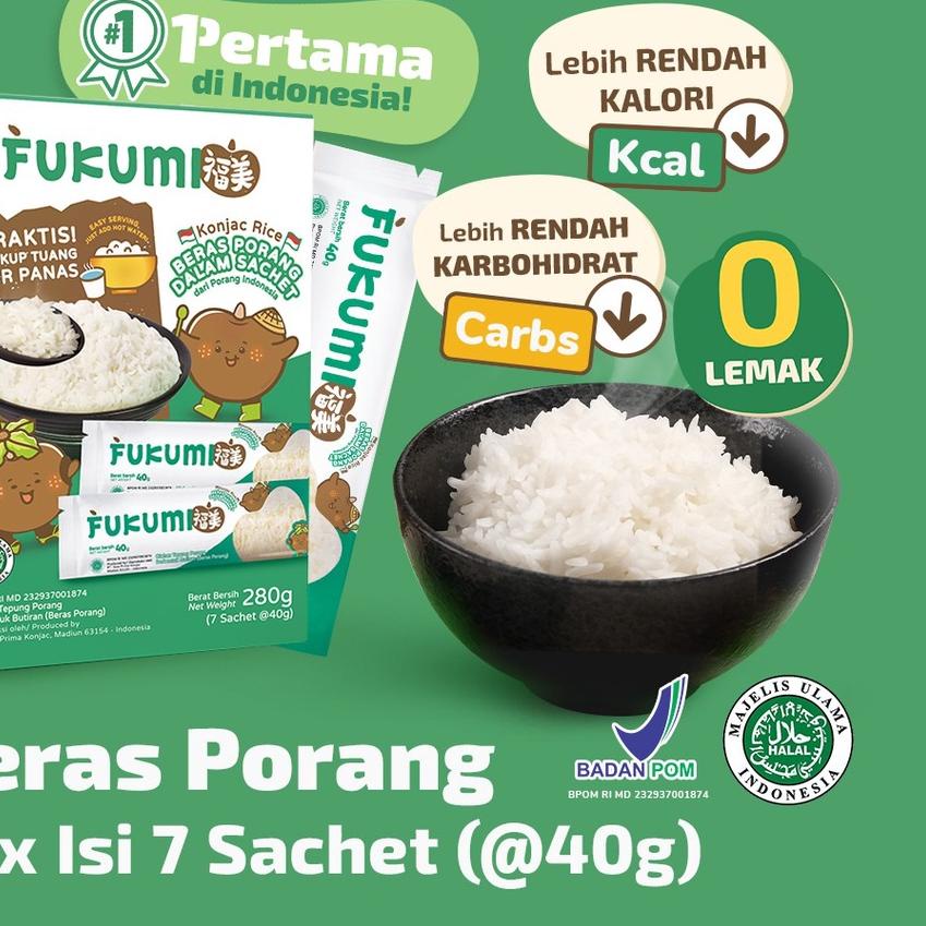 

☑ FUKUMI BERAS PORANG BOX SACHET - Fukumi Shirataki Beras Konjac Rice Diet isi 7 sachet x @40gr ☏