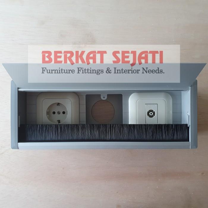 Steker Wire Box Stop Kontak Saklar Lubang Kabel Meja Tanam Outlet Alum