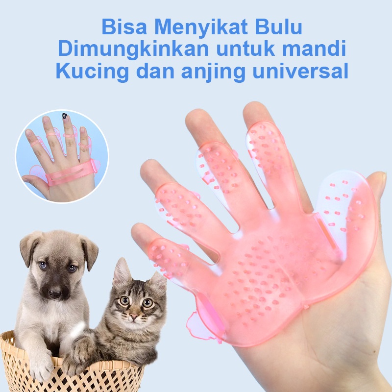 Sisir Tapak Tangan Grooming Hewan Sikat Kucing Buat Mandi Anjing Kelinci Pijat Bulu Silikon