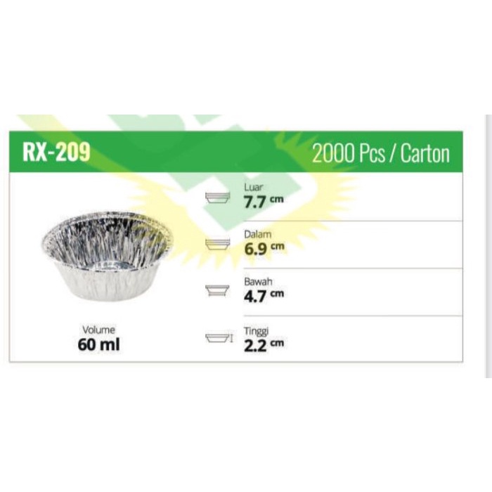 

Aluminium Foil Tray Cup RX209 isi 10 pcs