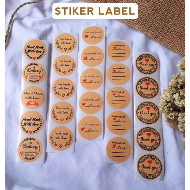 

3 Design Sticker Label Handmade With Love (1 pcs)/Stiker Segel Label Baking Hampers Kado Kue Hiasan Olshop