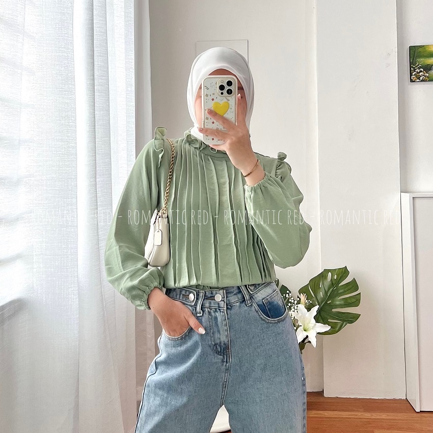 Blouse Wanita | Crinkle CEY Airflow | CROMIA BLOUSE | Blouse Lengan Panjang Balon | Atasan Polos | A