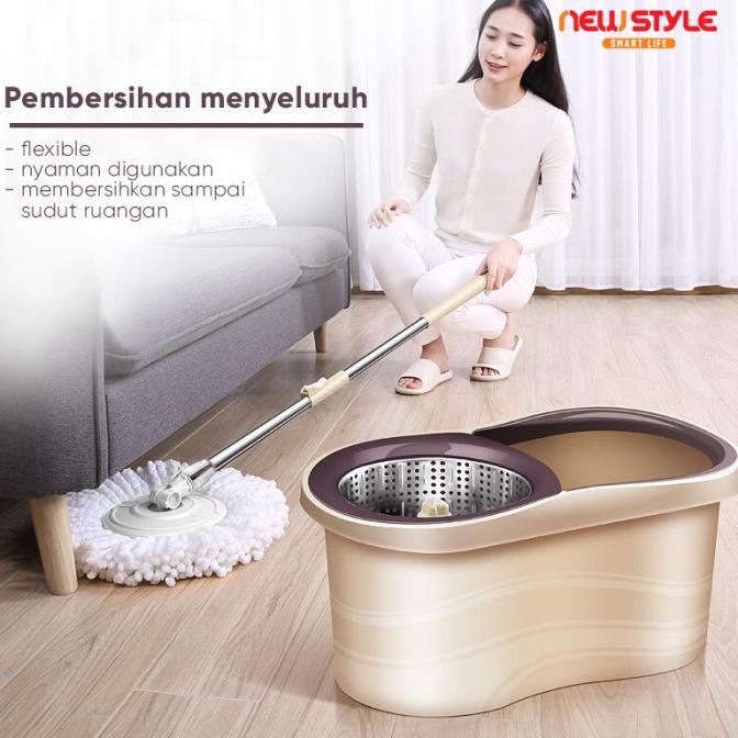 Spin Mop D15 Alat Pel Lantai Super Mop Alat Pembersih Lap Pel