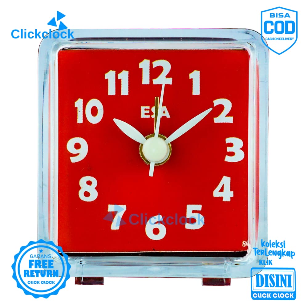 Jam Weker Kotak Polos Minimalis Unik Murah Alarm Clock ESA 8013