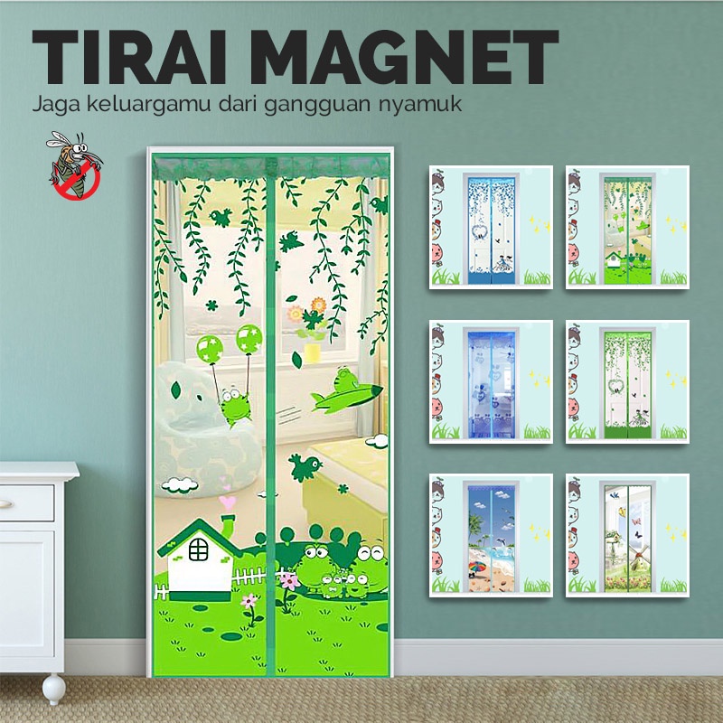 Gorden Tirai Magnet Pintu Motif Anti Nyamuk Ukuran 90x210cm Bahan Serat Polyester Terbaru Perlengkapan Rumah Tangga Import - M2 - Comforthomes