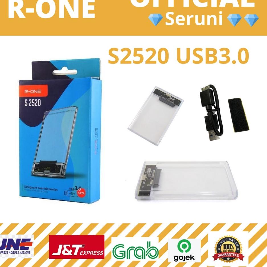 ➴ (SERUNI) ENCLOSURE HARDISK 2.5INCH R-ONE S2520 USB3.0 TRANSPARANT ➸