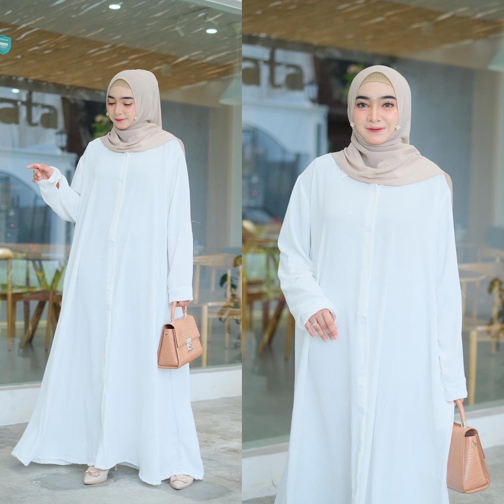 GAMIS JUMBO PUTIH ANDOSIAN XXXXXL ld 140 - WANITA MUSLIM BIG SIZE ada saku JUMBO PANJANG PB 140