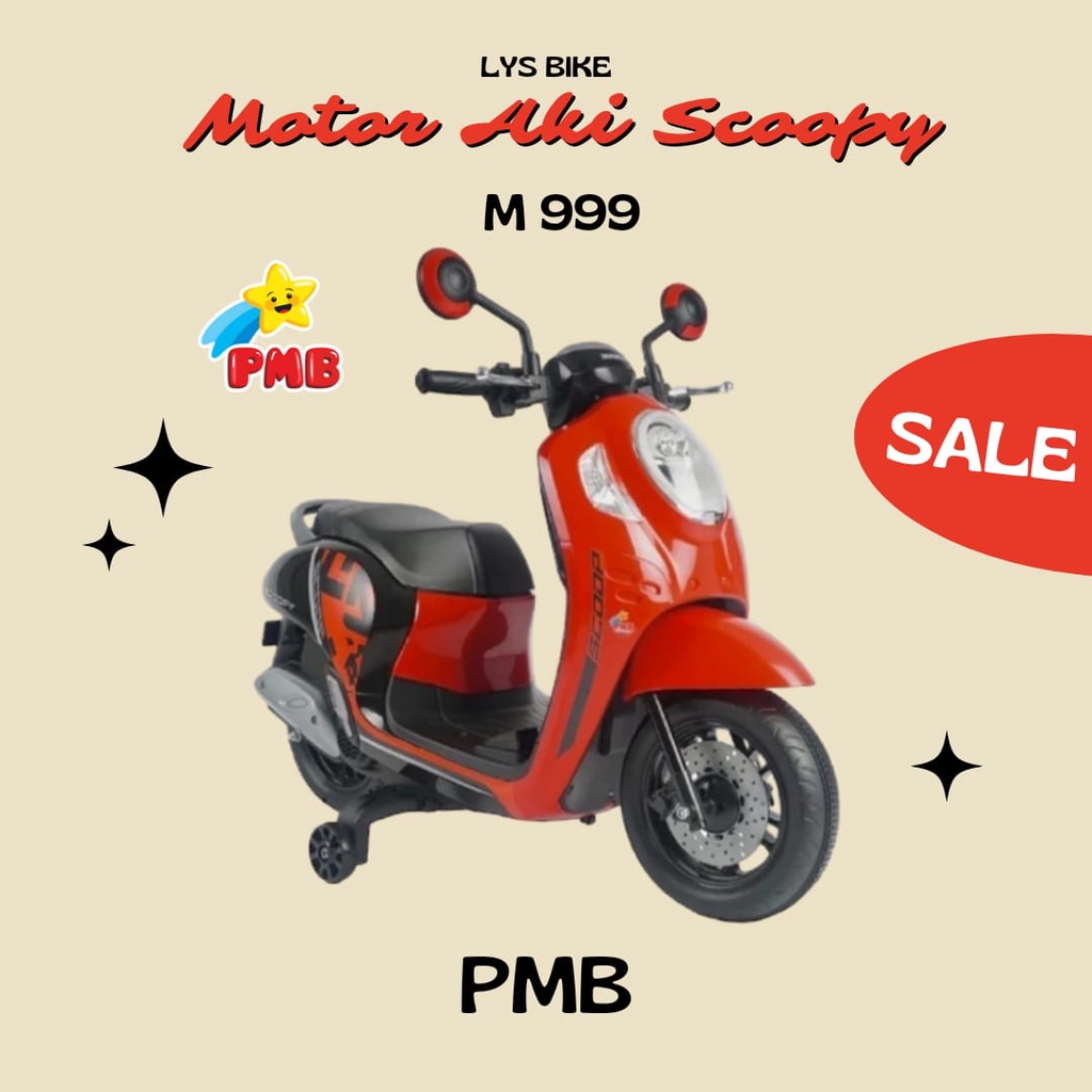 Mainan Motor Motoran Aki Anak PMB M 999 / Motor Aki Cas Charger Scoopy Matic Vespa