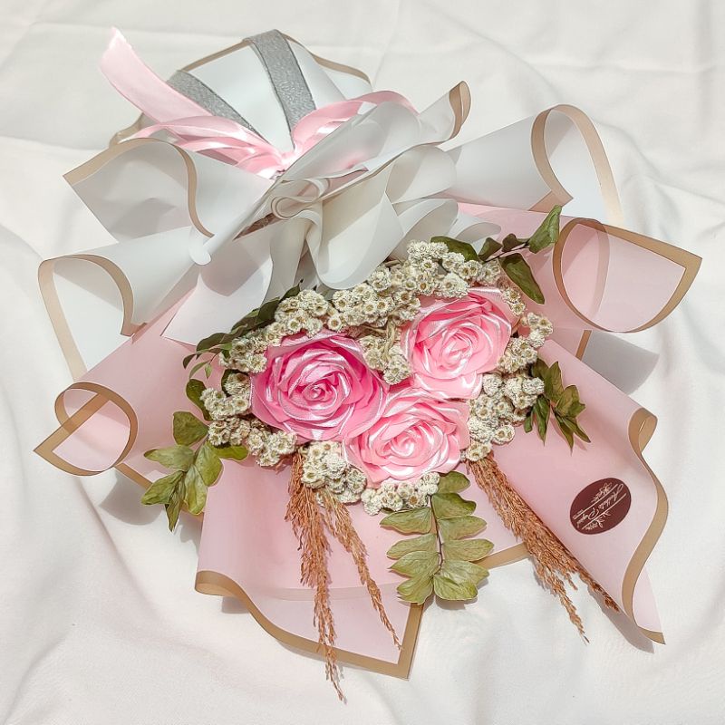 Buket Bunga Kering Edelweis & Artificial Premium (02)