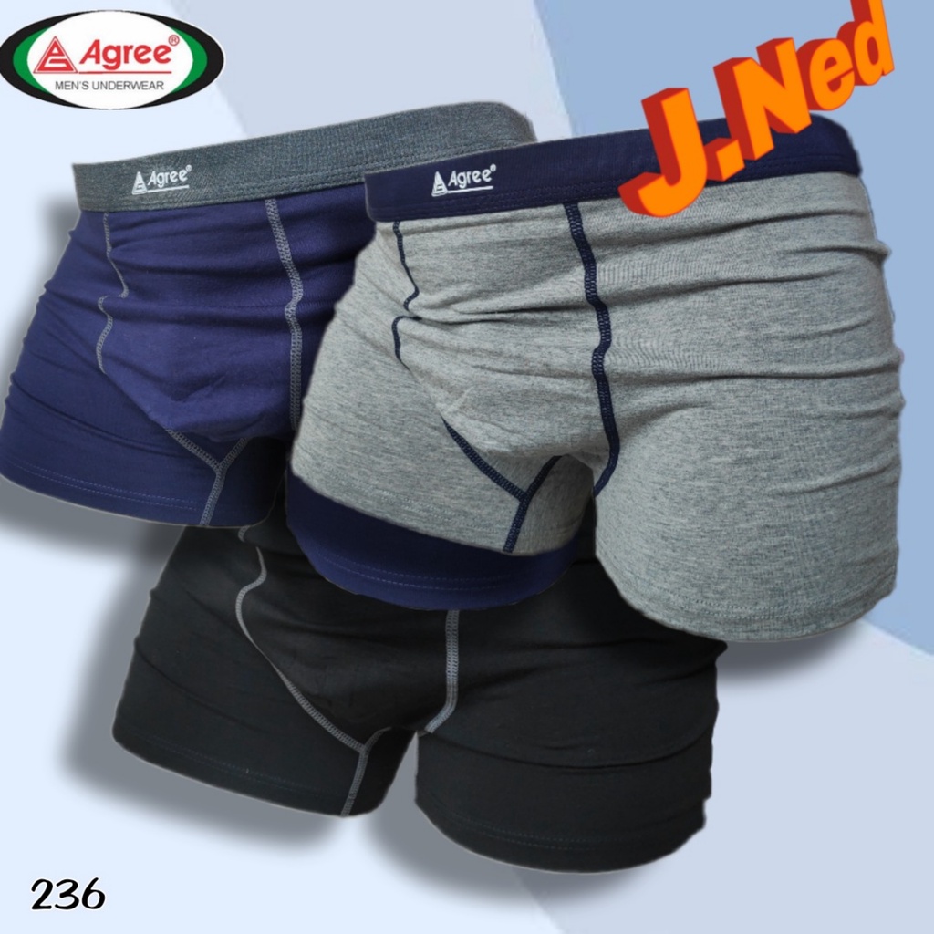 J236T - ( 3PCS ) CELANA DALAM BOXER PRIA AGREE  SIZE M, L, XL