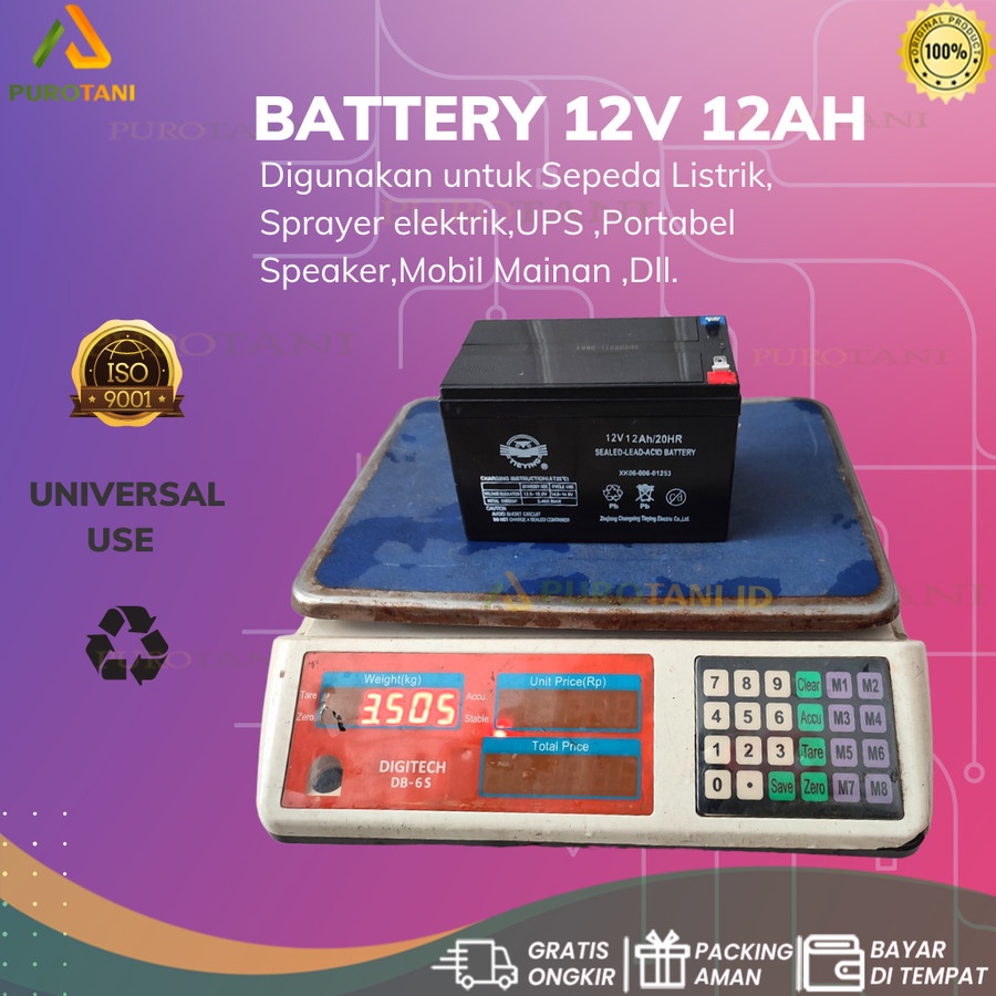Aki UPS Sprayer sepeda listrik aki selis 12v 12ah baterai sepeda listrik motor listrik