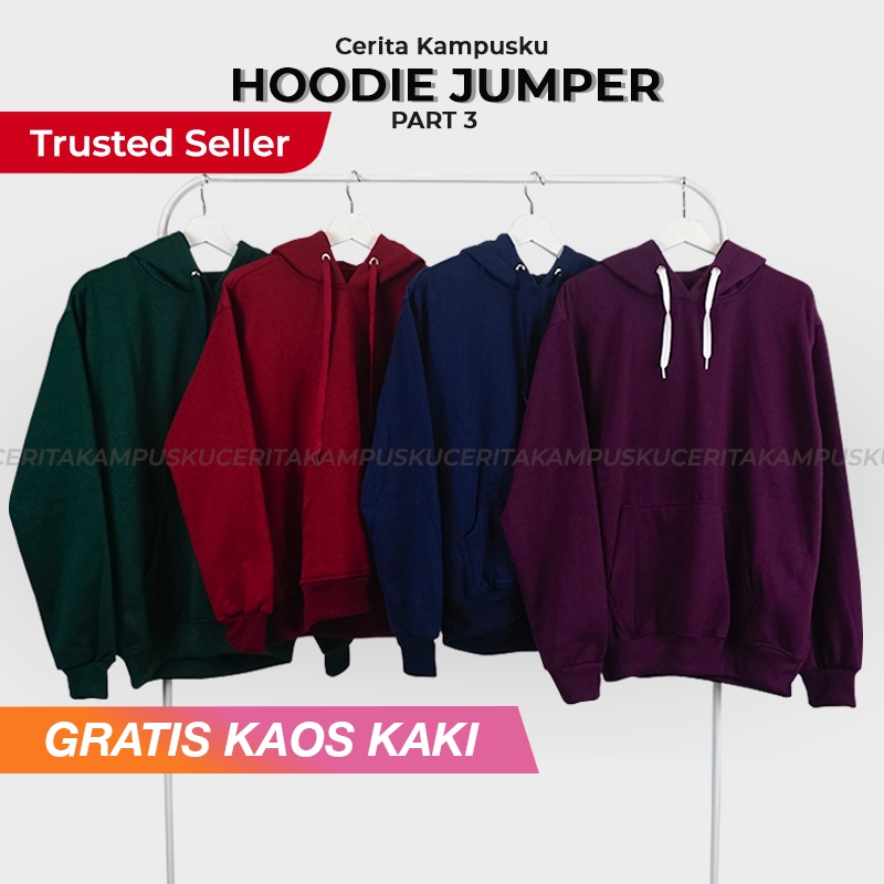 Sweater Hoodie Pria Wanita Oversize Polos Cerita Kampusku JUMPER