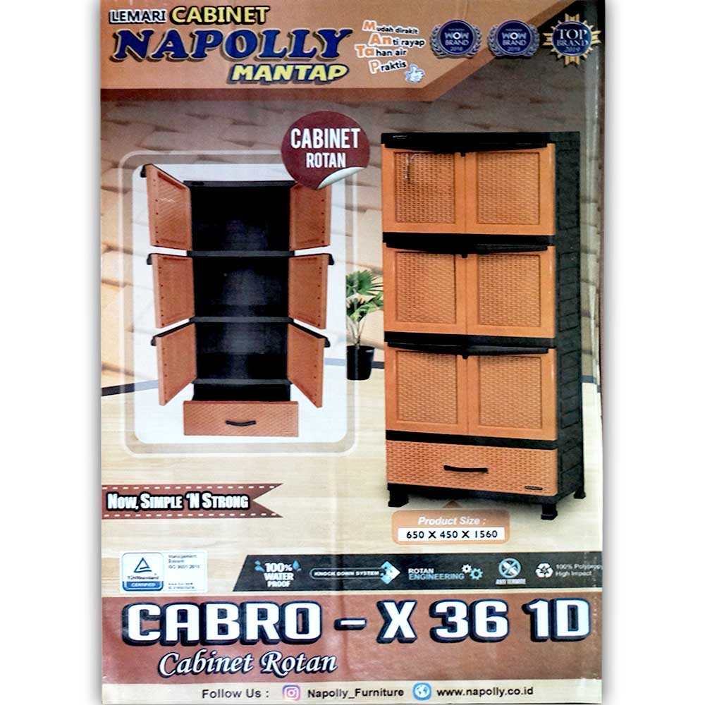 Lemari Plastik Napolly Susun 3 Cabro X36 / X36.1D / X36.2D