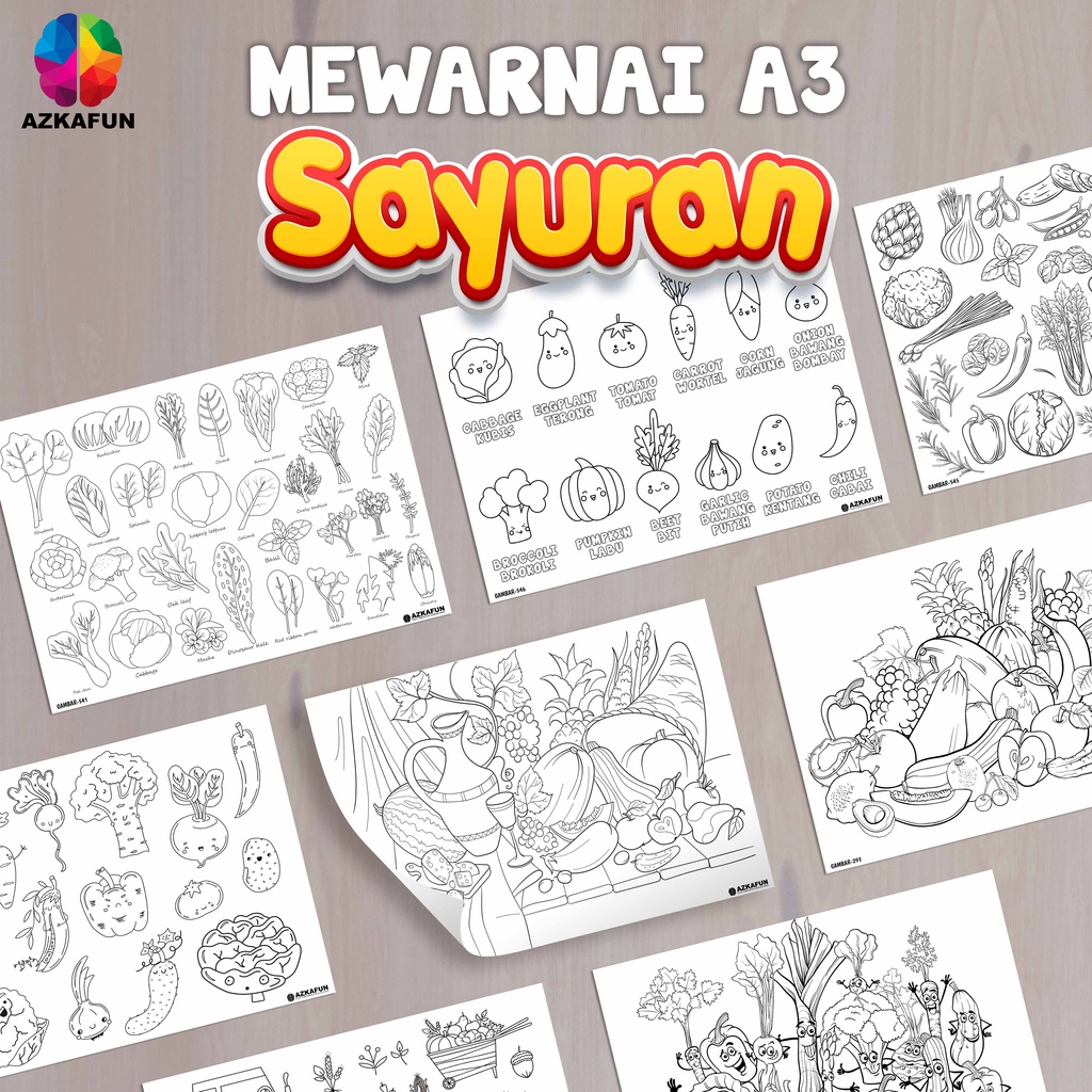 

Kertas Mewarnai A3 SAYURAN - Mewarnai anak