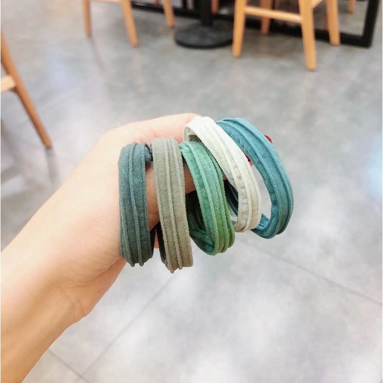 ikat rambut korea fashion import warna solid  Karet Polos Elastis karet gelang 5/pcs wanita kunciran rambut aksesoris rambut