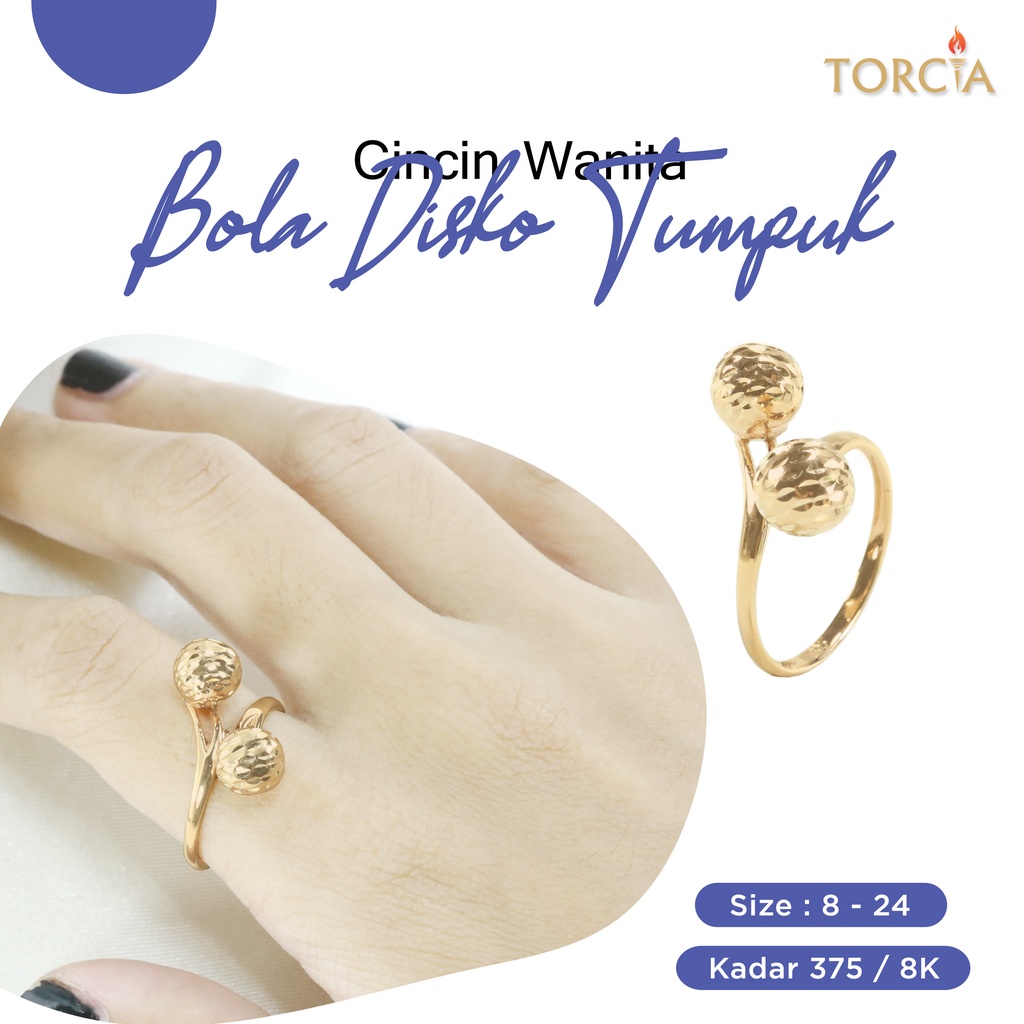 Cincin Emas Asli Tumpuk Bola Disko Kadar 375 Torcia