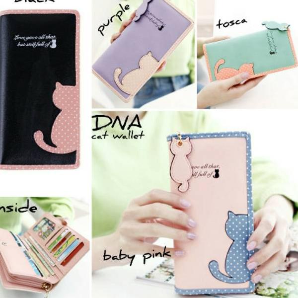 MENARIK Dompet kucing polka size panjang / dompet panjang wanita / dompet lucu