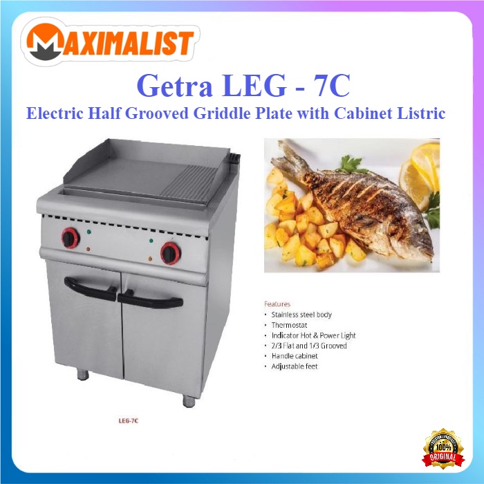 Getra LEG-7C Electric Half Grooved Griddle Plate With Cabinet Listrik / Kompor Pemanggang Electric / Alat Pemanggang Daging dan Seafood / Kompor Grill  BBQ / Kompor LIstrik BBQ