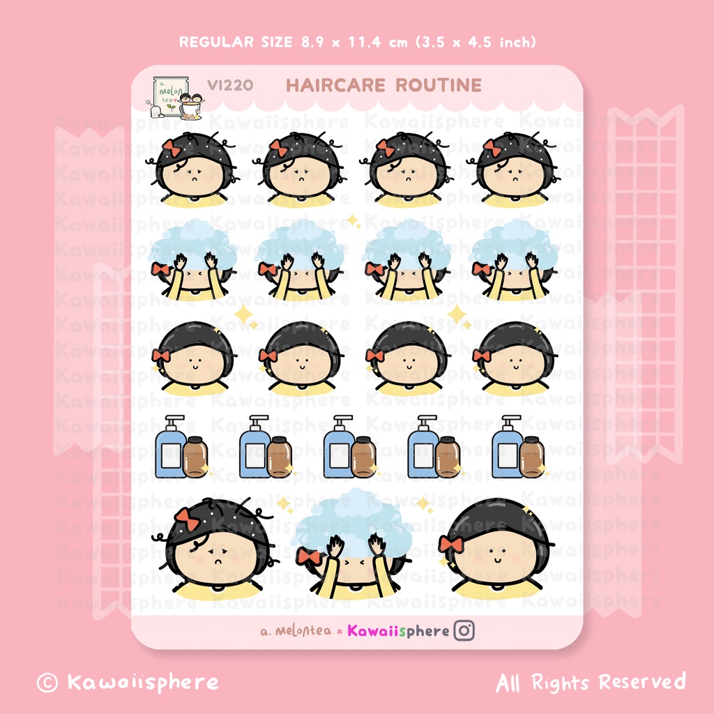 

Haircare Routine | VI220 a.melontea x Kawaiisphere | Sticker Planner untuk Jurnal / Ring binder 6-hole Planner