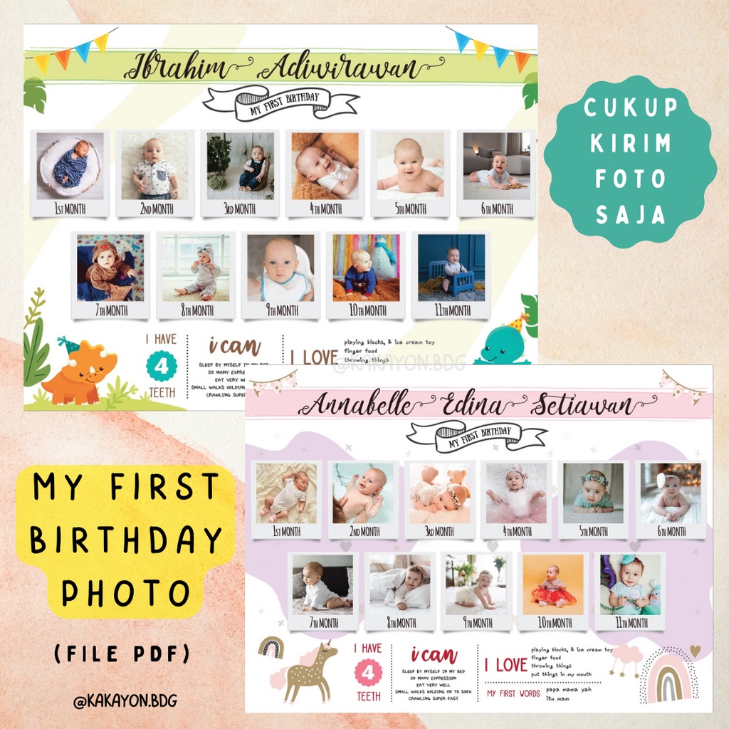 My First Birthday Photo / Jasa Desain Foto Ulang Tahun Kado Dekorasi Bayi Anak