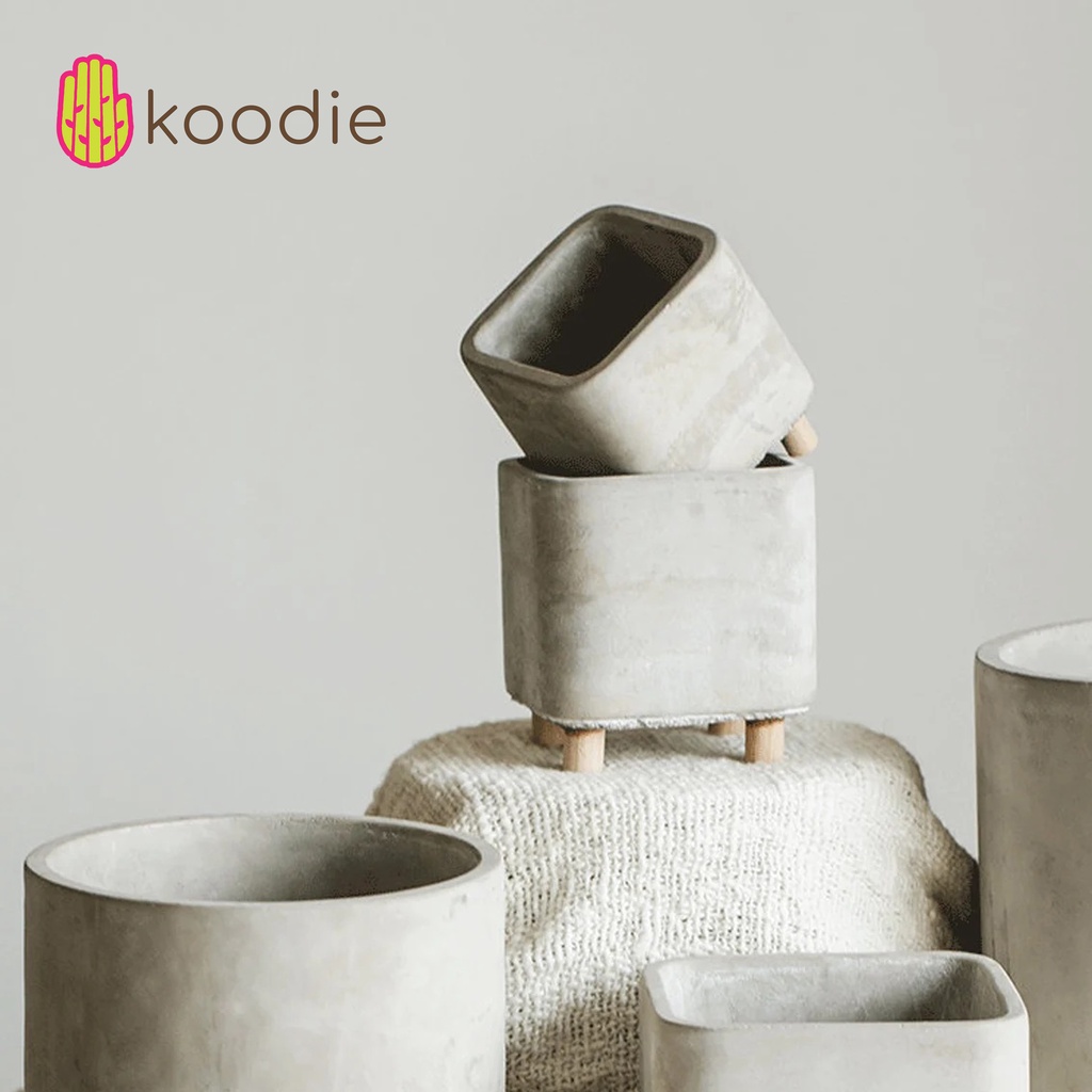Koodie - Slate Square Concrete Planter Pot Semen Modern Minimalis