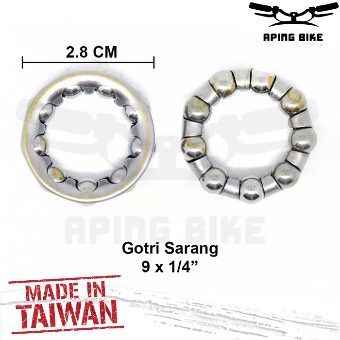 Sarang Pelor Taiwan 1/4 x 9 (2 Pcs) Gotri As Tengah BB Sepeda