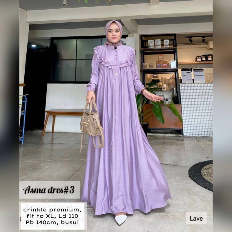 Asma Dress Bahan Crinkle Fit To XL Gamis Crinkle Polos /  Gamis Kondangan / BAJU DEWASA MURAH TERBARU 2022