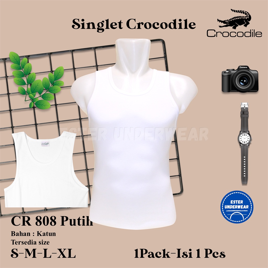 Kaos Singlet Pria CROCODILE CR 808 PUTIH ISI-PCS