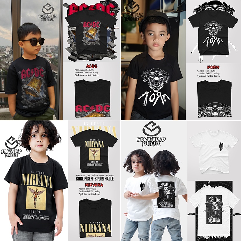 Kaos motif band kaos anak laki laki kaos anak 1-12tahun kaos anak perempuan kaos band kaos band meta