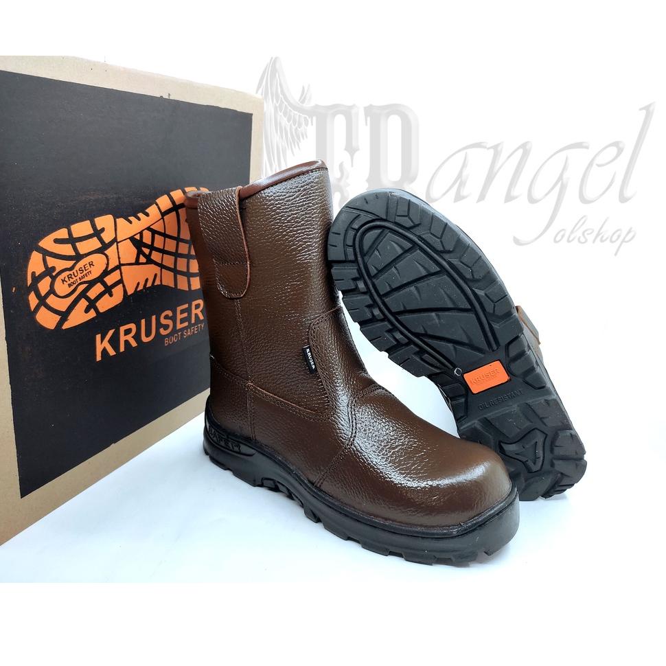 RECOMENDED sepatu safety proyek kulit asli ref kruser texas brown