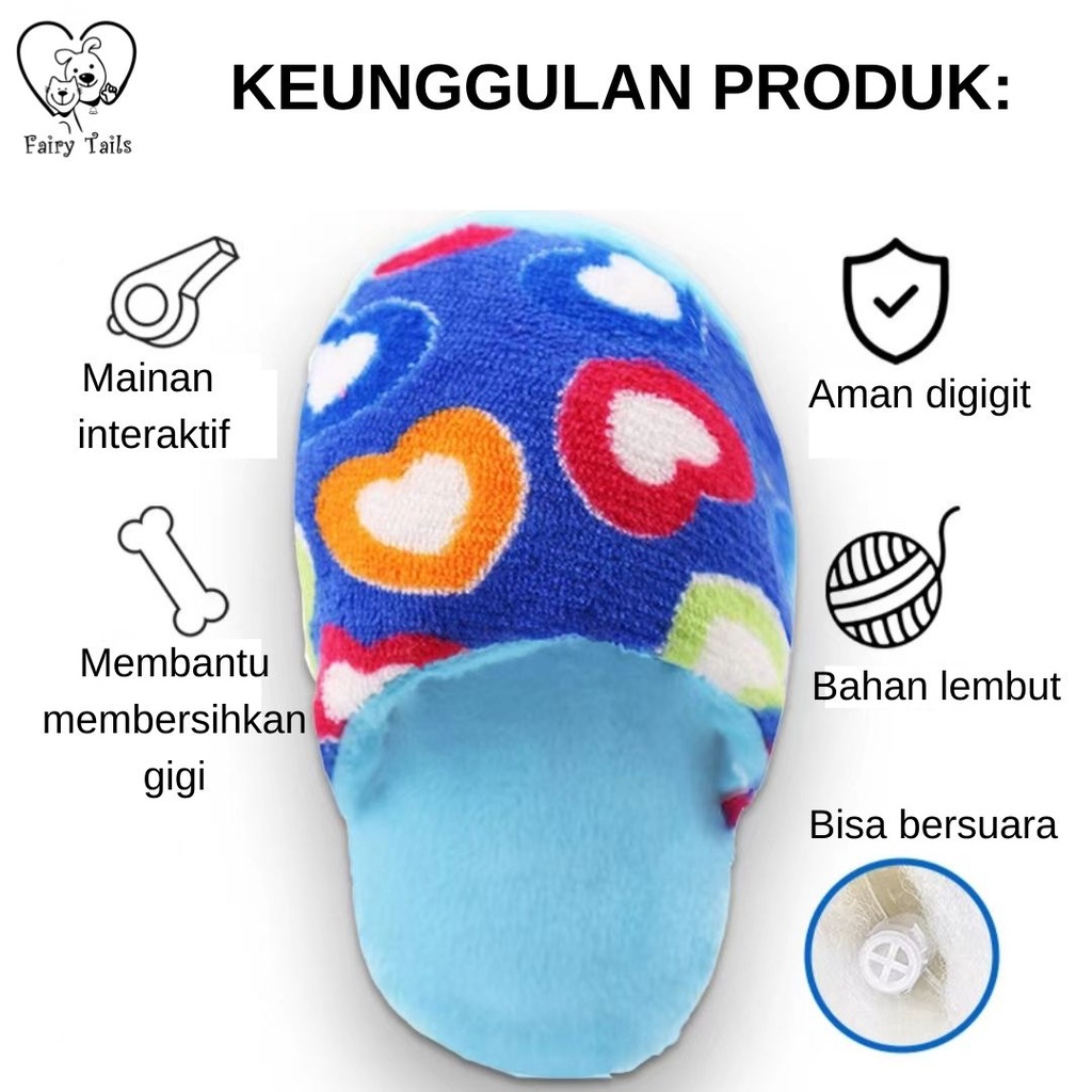 Mainan Boneka Sandal Kunyah Handmade Gigit Gigitan Untuk Anjing dan Kucing Anabul Desain Lucu | Chew Plush Slipper Toy