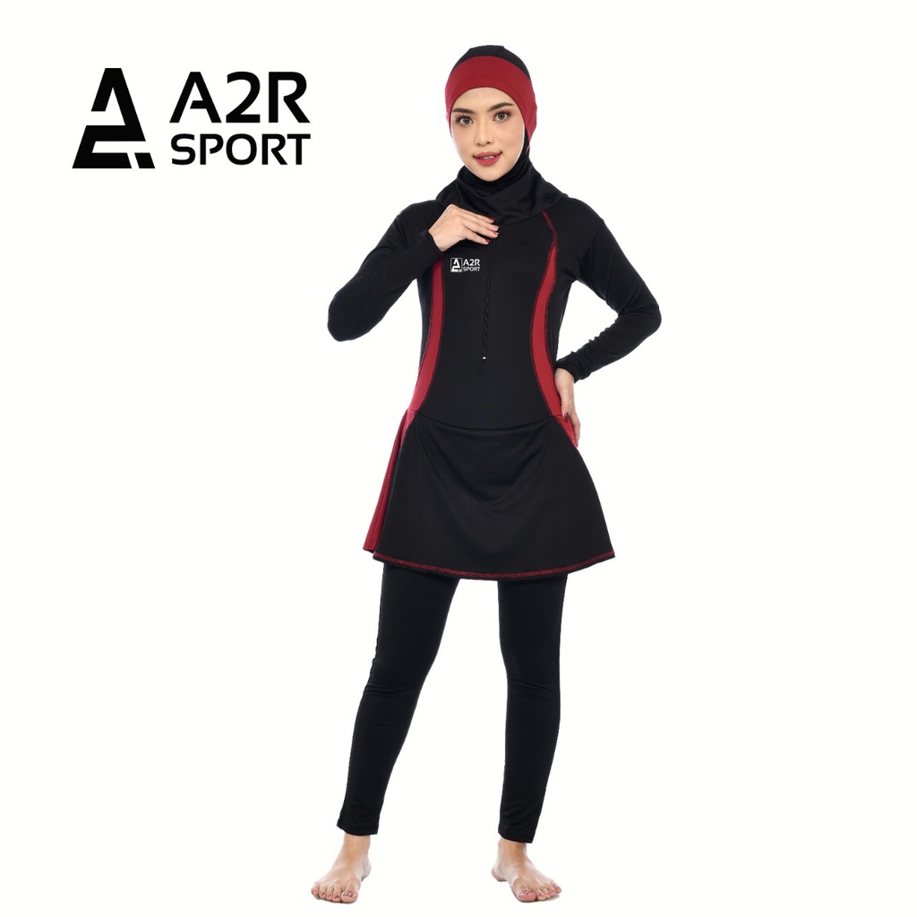 A2R Sport - Lis nero samping 1 Baju Renang Dewasa muslim hijab Rok