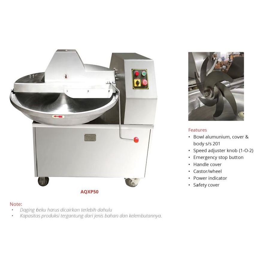 Getra AQXP50 Bowl Cutter - Mesin Untuk Memotong Daging Skala Besar - Mixer Adonan Bakso Mesin Giling Bakso - Kapasitas 50 Liter AQXP-50 AQXP 50