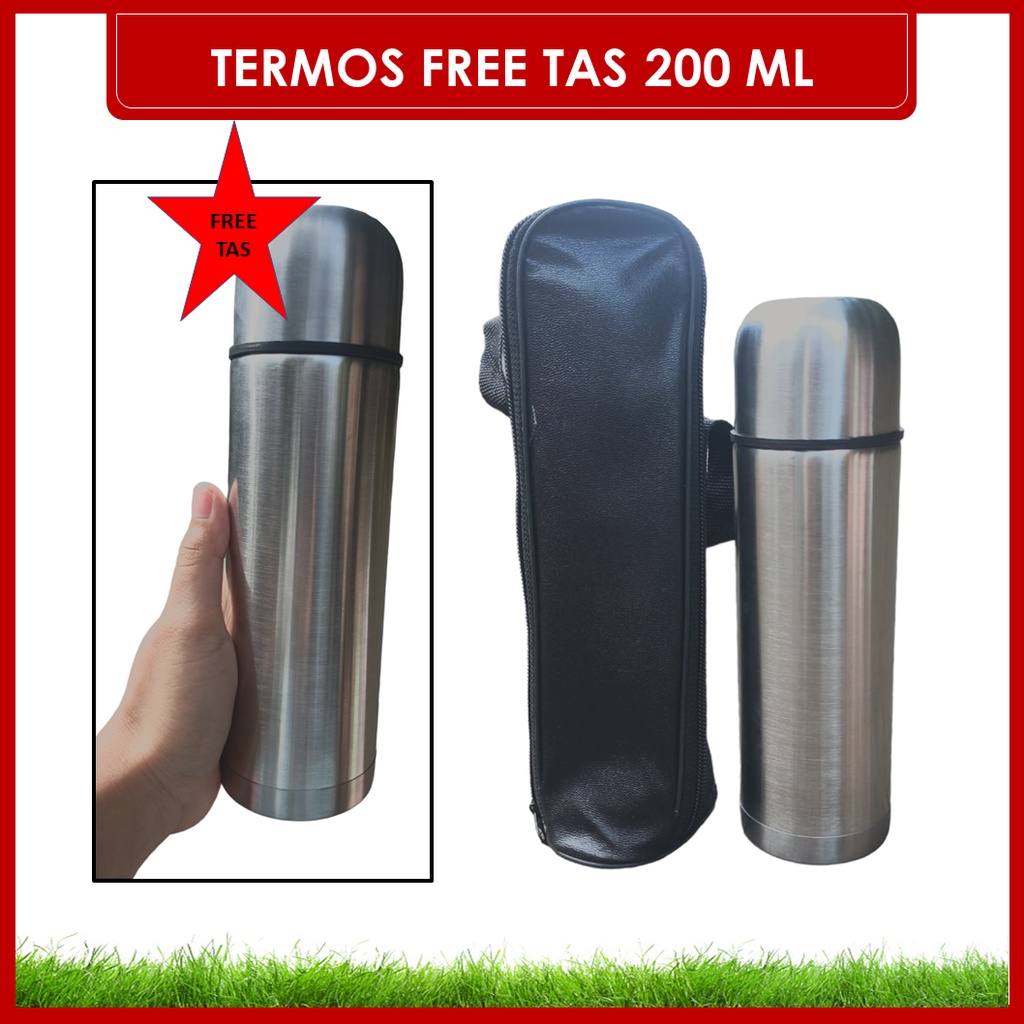 FREE TAS TERMOS HIGH GRADE VACUUM FLASK AIR BOTOL STEINLESS STEEL 200ML