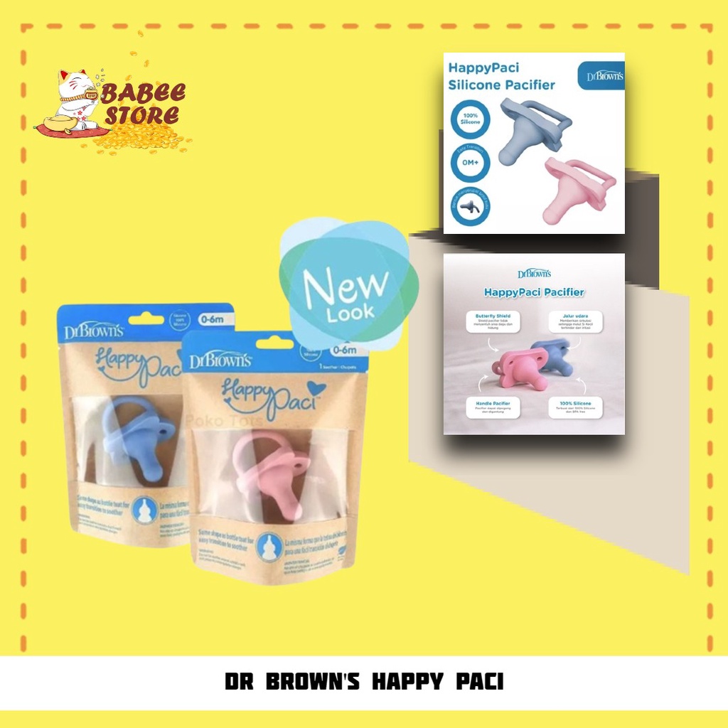Dr Brown's - Happy Paci Silicone Pacifier / kompeng bayi / Empeng Bayi / Dot Bayi