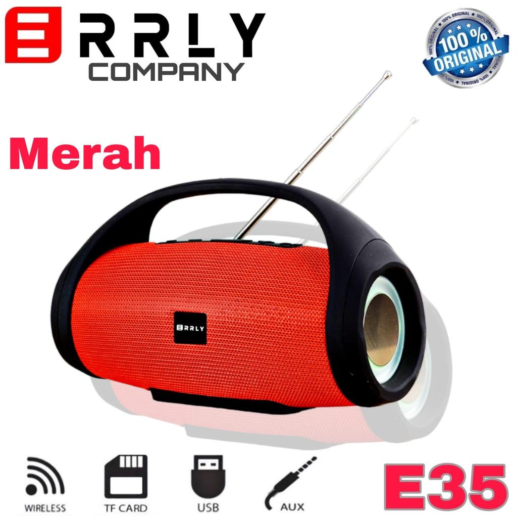 Speaker Bluetooth BOOMBOX Wireless ERRLY E35 Portable Antena Radio TWS 2IN1 Ring LED Light PowerFull High Bass