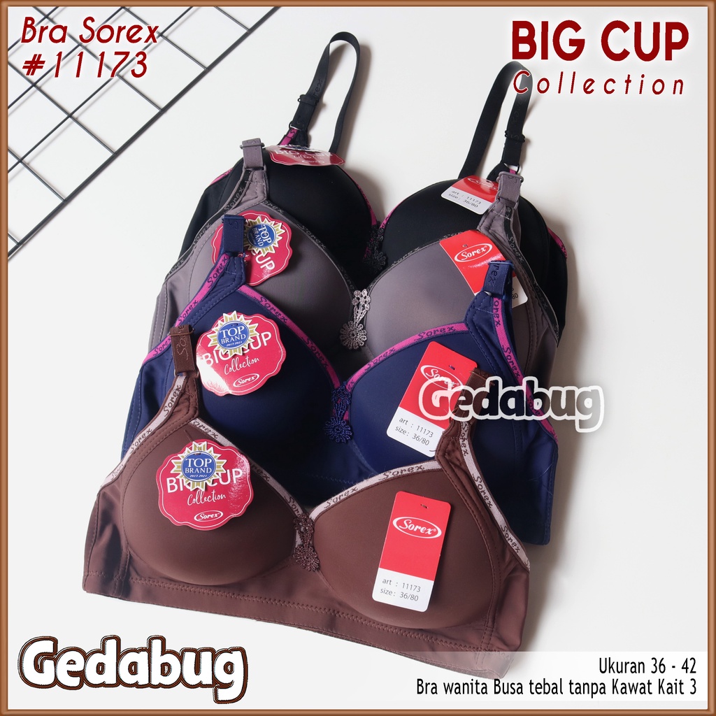 Bra BH Sorex 11173 Bra Cup Besar Tanpa Kawat Busa Kait 3 Setara Cup B-C Gedabug