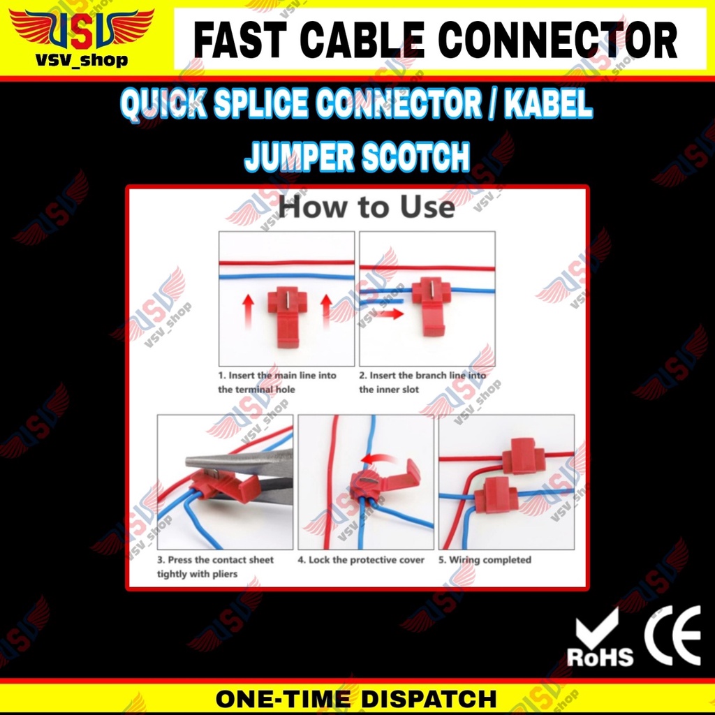 Konektor kabel listrik Jumper KUNING Scotch Lock Quick Cable Connector Sambungan Kabel