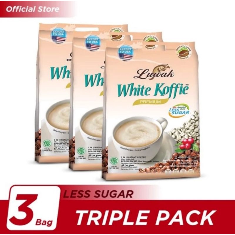 

Luwak White Koffie Less Sugar Bag 20x20gr Paket Triple Pack