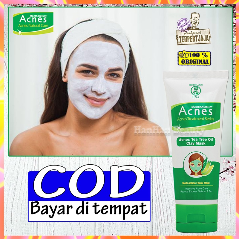 Masker Organik Wajah Masker Wajah Untuk Kulit Kering Acnes Tea Tree Oil Clay Mask 50gr BPOM Ori Mask