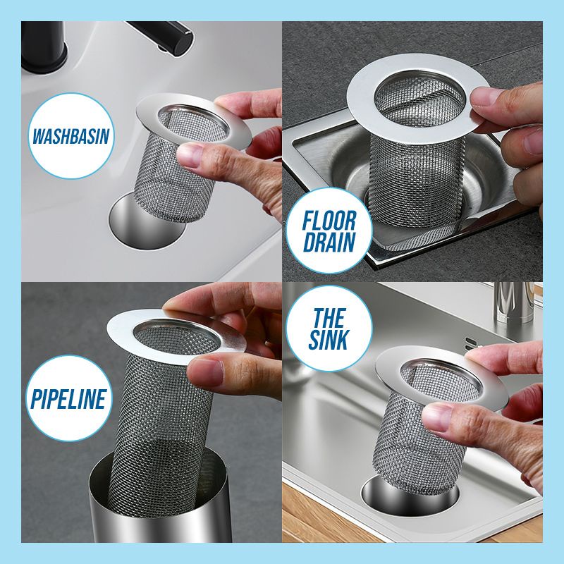 Saringan Saluran Lantai Stainless Water Sink Filter / Anti Kecoa Anti-hama Penutup Saringan Kamar Mandi Penyegel Antimenyumbat Makanan Rambut Stopper Lantai Saringan