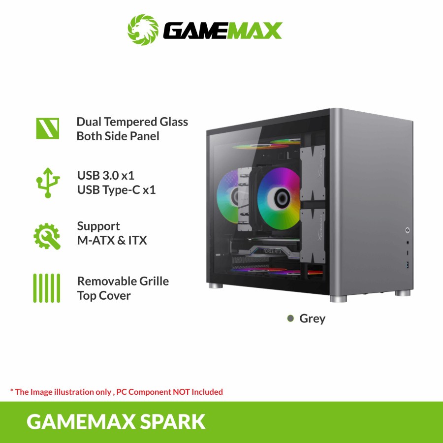 GameMax Spark M-ATX Desktop Gaming Computer Case