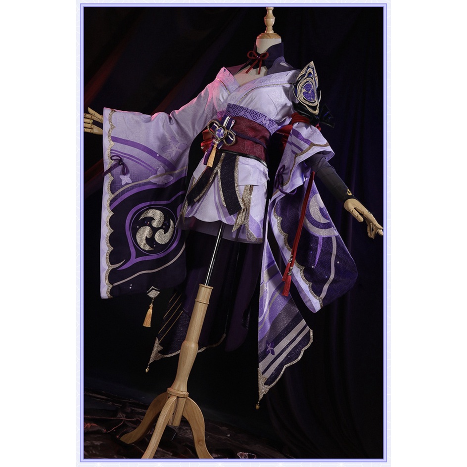 Raiden Shogun Cosplay Costume Game Genshin Impact Cosplay Dress Purple Long Wig Set Genshin Raiden S