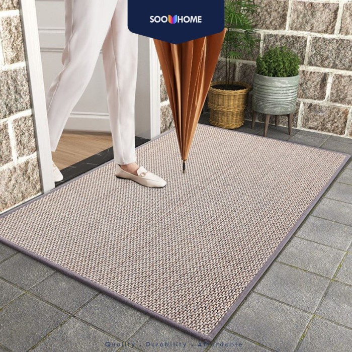 COD Keset Outdoor Karpet Alas Kaki Pintu Rumah Tenun Premium Floor Mat - Abu-abu, 80x120cm
