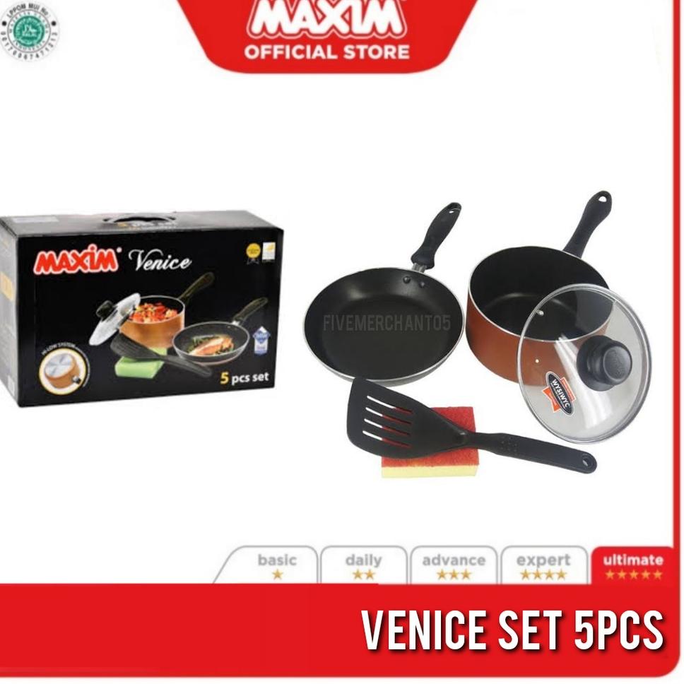 Terbaru Panci Set Maxim Venice 5pcs Panci Teflon Set Maxim Venice Set Panci Wajan Teflon Maxim Set