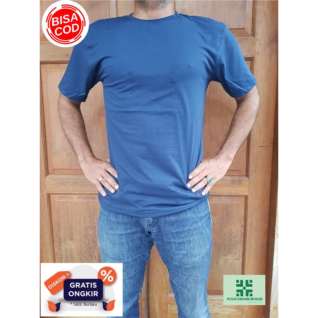 Diskon Kaos Polos Lengan Pendek Biru Navy Cotton Combed 30s Termurah!!!