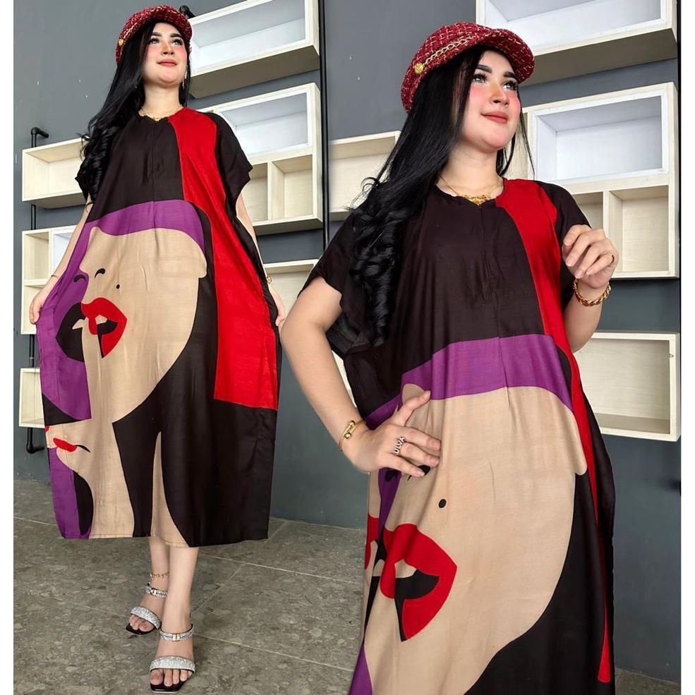 Daster Jumbo Busui Kekinian Murah Berkwalitas Baju Wanita Karakter Print Bali Pantai Hawai Girl LD 120 Rayon Resleting Depan // Shofia dress viral // homedress terbaru 2023 // daster harian daily dress kekinian nyaman //  daster lowo kalong kelelawar