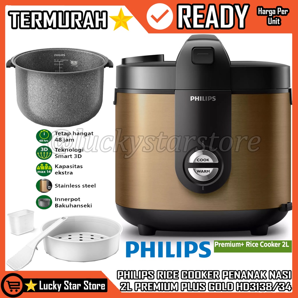 PHILIPS 2L RICE COOKER HD3138/32 PHILIP PILIP RICE COOKER PENANAK NASI INSTAN LISTRIK 2L PREMIUM PLU